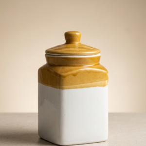 Home ceramic storage jar with knob lid for home decor